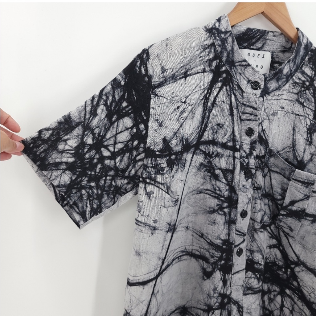 Osei Duro Abstract “Crackle Print” Linen Shirt Dress — image 8 of 8